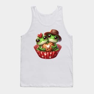 Valentine Frog Couple In A Cupcake Tank Top